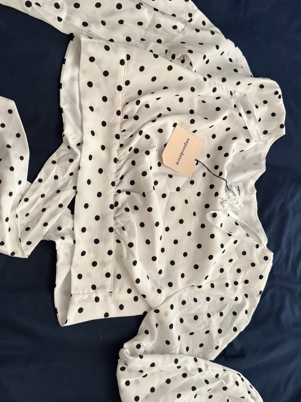 superdown White Blouse with Black Polka Dots